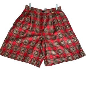 Lizsport Vintage Plaid High Rise Trouser Short Holiday Red 10